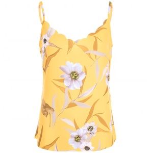 Ted Baker yellow floral print scalloped cami. NWT